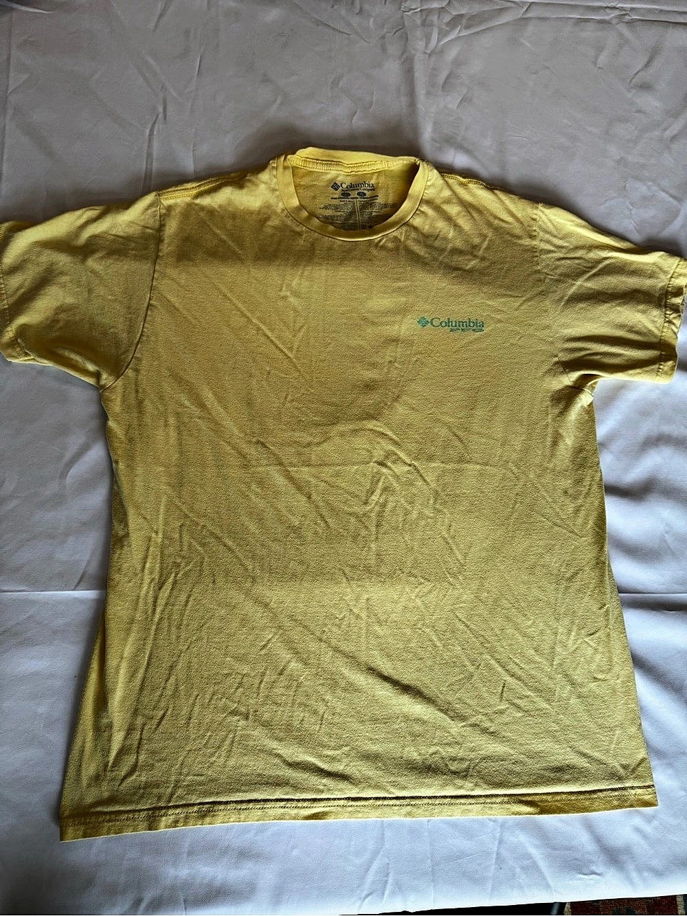 Columbia PFG Triangle Logo Graphic T-Shirt Yellow 100% Cotton Large